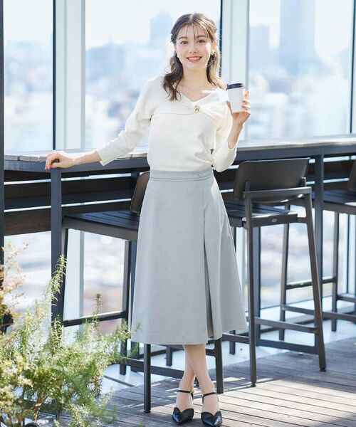 index / インデックス ニット・セーター | ブローチ風ゴールドパーツ付きアシメニット【洗濯機OK/抗ピル】 | 詳細19