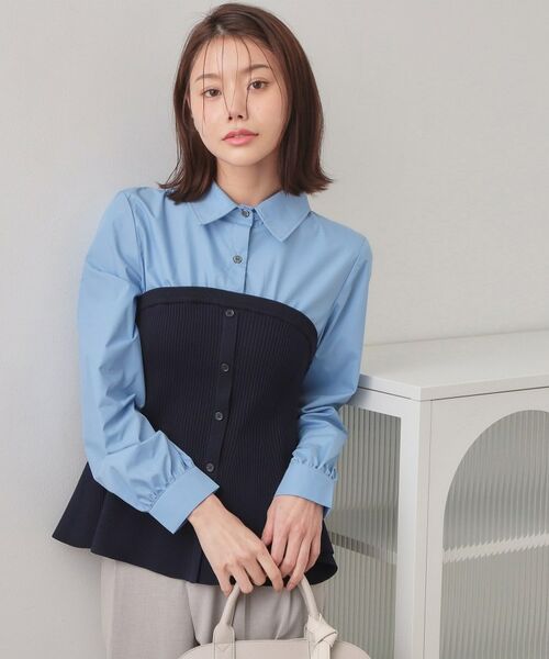 index / インデックス ニット・セーター | シャツドッキングペプラムニット【洗濯機OK】（ネイビー(594)）