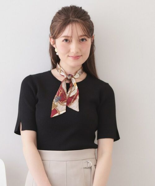 index / インデックス ニット・セーター | ラメリブ半袖ニット【洗濯機OK】(ブラック(619))