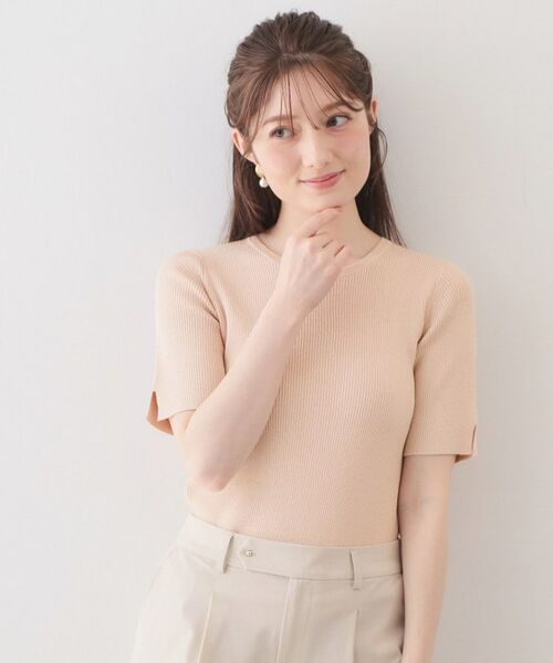 index / インデックス ニット・セーター | ラメリブ半袖ニット【洗濯機OK】(ライトピンク(870))