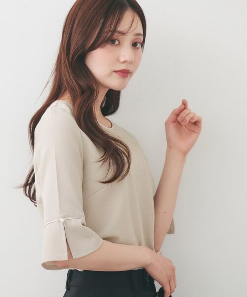 index / インデックス カットソー | フレアスリーブバイカラートップス【洗濯機OK・接触冷感・UVケア】 | 詳細9