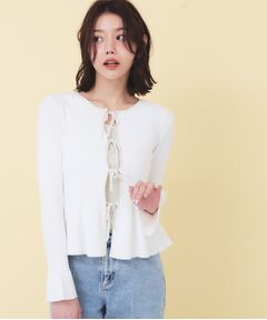 index / インデックス カーディガン・ボレロ | 前後2wayラメトリムリボンカーディガン【洗濯機OK】