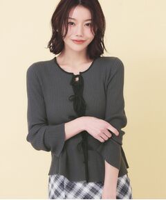 index / インデックス カーディガン・ボレロ | 前後2wayラメトリムリボンカーディガン【洗濯機OK】
