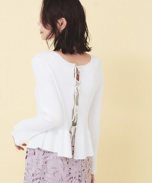 index / インデックス カーディガン・ボレロ | 前後2wayラメトリムリボンカーディガン【洗濯機OK】 | 詳細2