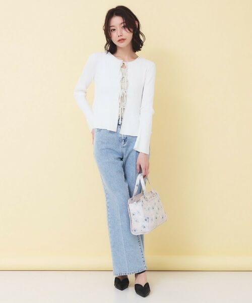 index / インデックス カーディガン・ボレロ | 前後2wayラメトリムリボンカーディガン【洗濯機OK】 | 詳細5