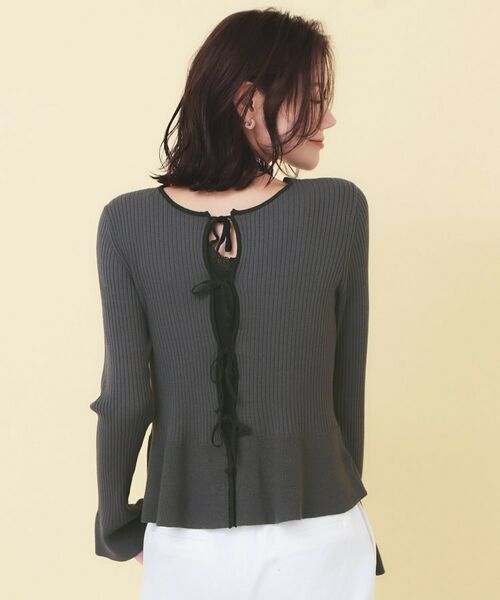 index / インデックス カーディガン・ボレロ | 前後2wayラメトリムリボンカーディガン【洗濯機OK】 | 詳細9
