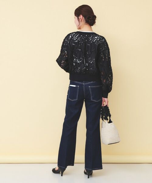 index / インデックス カーディガン・ボレロ | シアー幾何刺繍ブルゾンカーデ【洗濯機OK】 | 詳細11