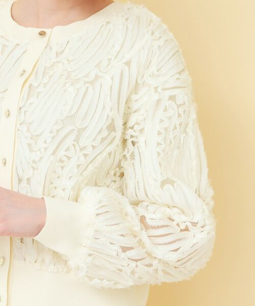 index / インデックス カーディガン・ボレロ | シアー幾何刺繍ブルゾンカーデ【洗濯機OK】 | 詳細17