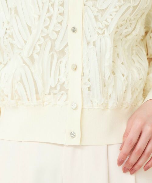 index / インデックス カーディガン・ボレロ | シアー幾何刺繍ブルゾンカーデ【洗濯機OK】 | 詳細18