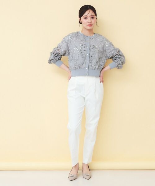 index / インデックス カーディガン・ボレロ | シアー幾何刺繍ブルゾンカーデ【洗濯機OK】 | 詳細6