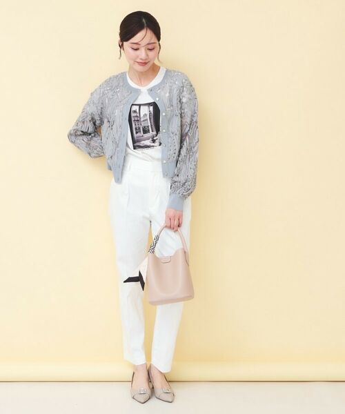 index / インデックス カーディガン・ボレロ | シアー幾何刺繍ブルゾンカーデ【洗濯機OK】 | 詳細7