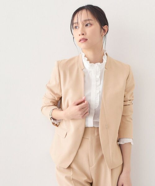 index / インデックス ノーカラージャケット | セットアップ対応 ノーカラージャケット【ウォッシャブル・接触冷感・吸水速乾・防シワ・ストレッチ】（オレンジ(865)）