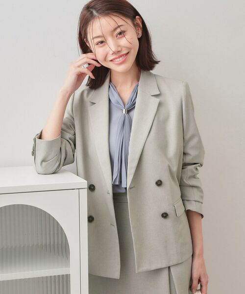 index / インデックス テーラードジャケット | セットアップ対応 ダブルブレストジャケット【ウォッシャブル・接触冷感・吸水速乾・防シワ・ストレッチ】 | 詳細2