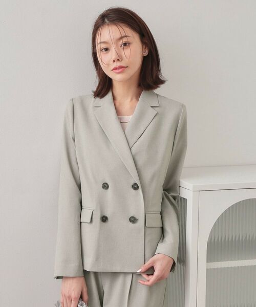 index / インデックス テーラードジャケット | セットアップ対応 ダブルブレストジャケット【ウォッシャブル・接触冷感・吸水速乾・防シワ・ストレッチ】（グレー(012)）
