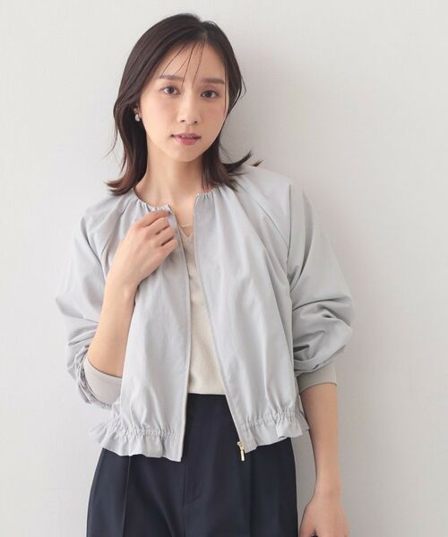 index / インデックス テーラードジャケット | マイクロリサイクルポリエステルノーカラーブルゾン【洗濯機OK／接触冷感／防シワ】 | 詳細9