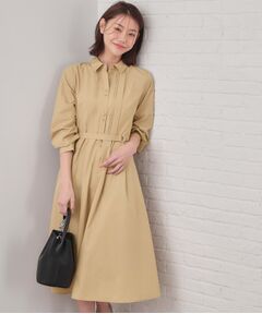 index / インデックス ロング・マキシ丈ワンピース | ベルト付きタックシャツワンピース【洗濯機OK・イージーアイロン】