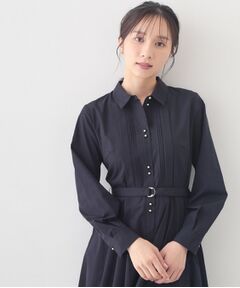 index / インデックス ロング・マキシ丈ワンピース | ベルト付きタックシャツワンピース【洗濯機OK・イージーアイロン】