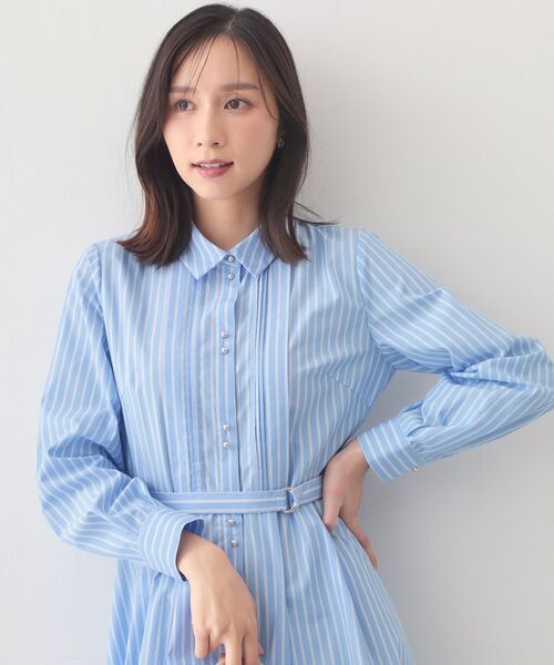 index / インデックス ロング・マキシ丈ワンピース | ベルト付きタックシャツワンピース【洗濯機OK・イージーアイロン】 | 詳細15