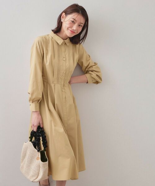 index / インデックス ロング・マキシ丈ワンピース | ベルト付きタックシャツワンピース【洗濯機OK・イージーアイロン】 | 詳細2