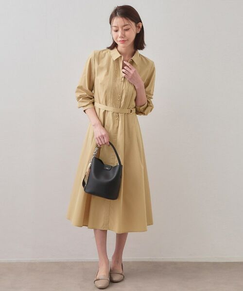 index / インデックス ロング・マキシ丈ワンピース | ベルト付きタックシャツワンピース【洗濯機OK・イージーアイロン】 | 詳細3