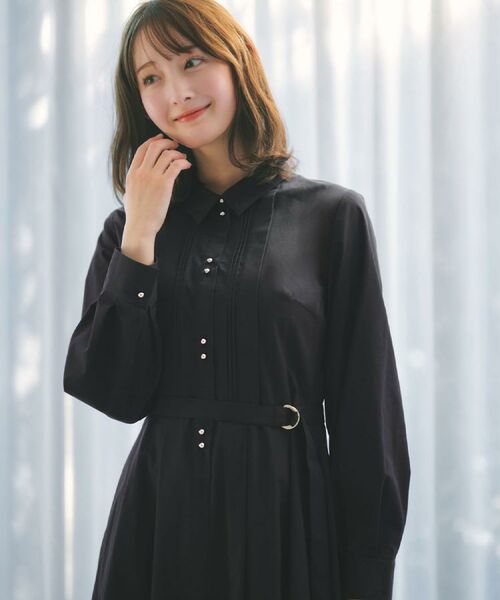 index / インデックス ロング・マキシ丈ワンピース | ベルト付きタックシャツワンピース【洗濯機OK/イージーアイロン】 | 詳細30