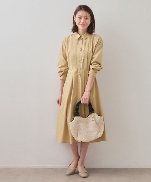 index / インデックス ロング・マキシ丈ワンピース | ベルト付きタックシャツワンピース【洗濯機OK・イージーアイロン】 | 詳細5