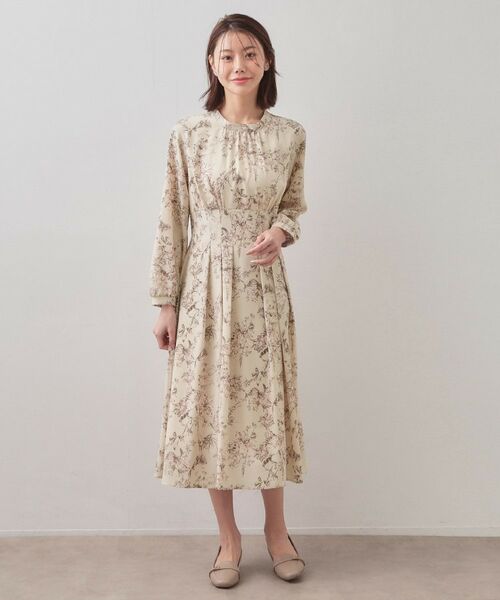 index / インデックス ロング・マキシ丈ワンピース | フラワーハイネックタックワンピース【洗濯機OK／イージーアイロン／防シワ】 | 詳細13