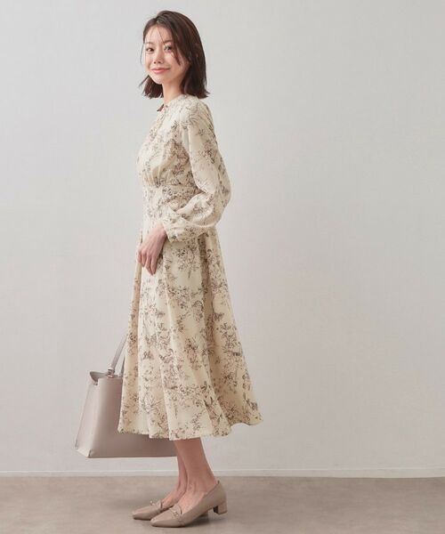 index / インデックス ロング・マキシ丈ワンピース | フラワーハイネックタックワンピース【洗濯機OK／イージーアイロン／防シワ】 | 詳細7