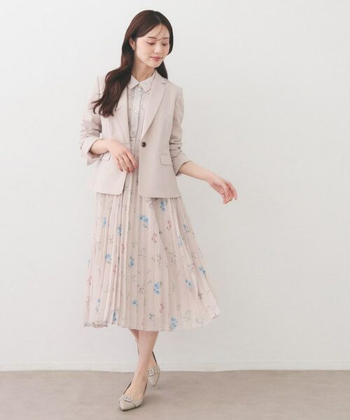 index / インデックス ミニ丈・ひざ丈ワンピース | 花柄衿付きプリーツフレアワンピース【洗濯機OK/イージーアイロン】 | 詳細11