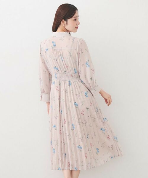 index / インデックス ミニ丈・ひざ丈ワンピース | 花柄衿付きプリーツフレアワンピース【洗濯機OK/イージーアイロン】 | 詳細15