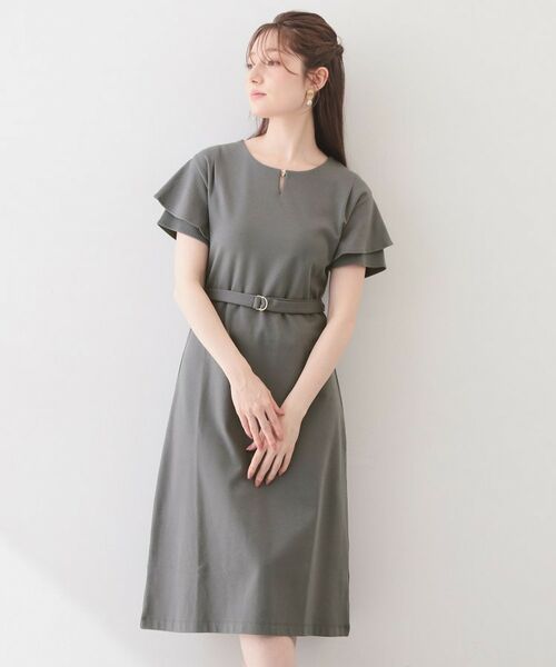 index / インデックス ミニ丈・ひざ丈ワンピース | Iラインフレアスリーブワンピース【洗濯機OK/接触冷感/UVケア】《XS～3L/6col》 | 詳細1