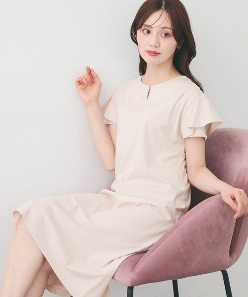 index / インデックス ミニ丈・ひざ丈ワンピース | Iラインフレアスリーブワンピース【洗濯機OK/接触冷感/UVケア】《XS～3L/6col》 | 詳細15