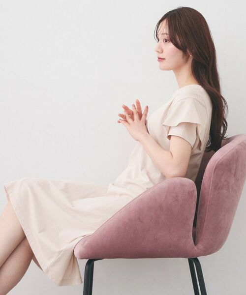 index / インデックス ミニ丈・ひざ丈ワンピース | Iラインフレアスリーブワンピース【洗濯機OK/接触冷感/UVケア】《XS～3L/6col》 | 詳細16