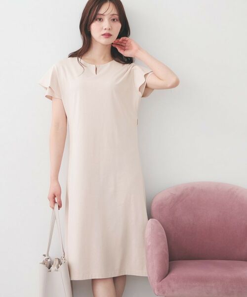 index / インデックス ミニ丈・ひざ丈ワンピース | Iラインフレアスリーブワンピース【洗濯機OK/接触冷感/UVケア】《XS～3L/6col》 | 詳細17