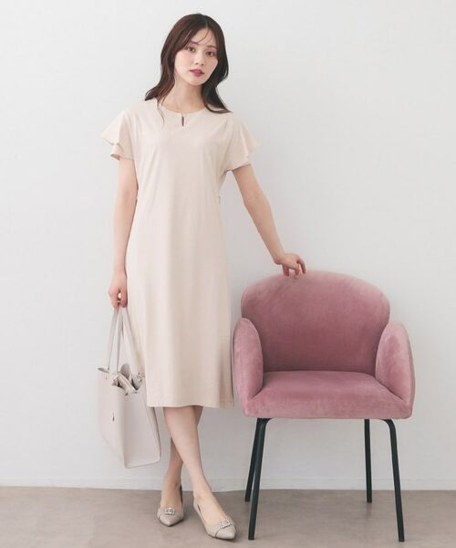 index / インデックス ミニ丈・ひざ丈ワンピース | Iラインフレアスリーブワンピース【洗濯機OK/接触冷感/UVケア】《XS～3L/6col》 | 詳細18