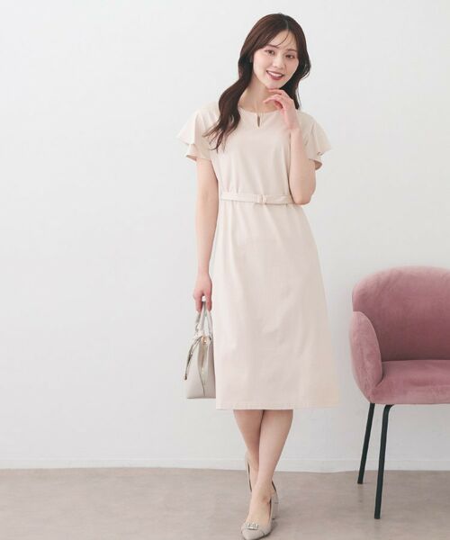 index / インデックス ミニ丈・ひざ丈ワンピース | Iラインフレアスリーブワンピース【洗濯機OK/接触冷感/UVケア】《XS～3L/6col》 | 詳細19