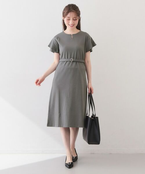 index / インデックス ミニ丈・ひざ丈ワンピース | Iラインフレアスリーブワンピース【洗濯機OK/接触冷感/UVケア】《XS～3L/6col》 | 詳細2