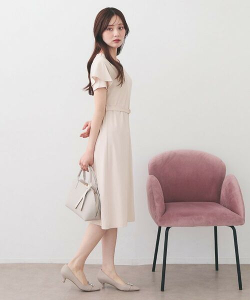 index / インデックス ミニ丈・ひざ丈ワンピース | Iラインフレアスリーブワンピース【洗濯機OK/接触冷感/UVケア】《XS～3L/6col》 | 詳細20