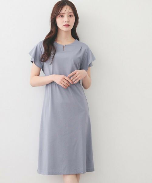 index / インデックス ミニ丈・ひざ丈ワンピース | Iラインフレアスリーブワンピース【洗濯機OK/接触冷感/UVケア】《XS～3L/6col》 | 詳細22
