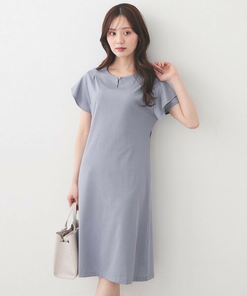 index / インデックス ミニ丈・ひざ丈ワンピース | Iラインフレアスリーブワンピース【洗濯機OK/接触冷感/UVケア】《XS～3L/6col》 | 詳細23