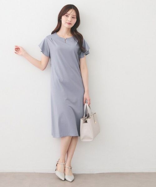 index / インデックス ミニ丈・ひざ丈ワンピース | Iラインフレアスリーブワンピース【洗濯機OK/接触冷感/UVケア】《XS～3L/6col》 | 詳細24