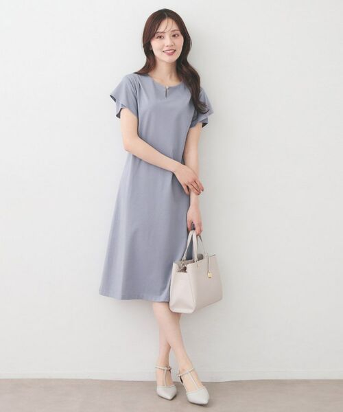 index / インデックス ミニ丈・ひざ丈ワンピース | Iラインフレアスリーブワンピース【洗濯機OK/接触冷感/UVケア】《XS～3L/6col》 | 詳細25