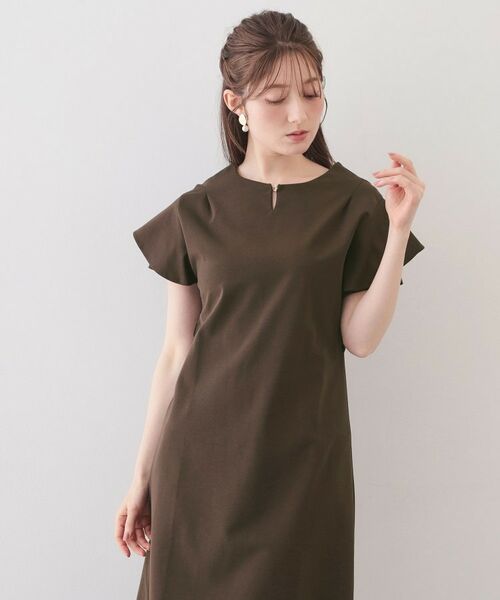 index / インデックス ミニ丈・ひざ丈ワンピース | Iラインフレアスリーブワンピース【洗濯機OK/接触冷感/UVケア】《XS～3L/6col》 | 詳細29