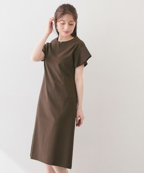 index / インデックス ミニ丈・ひざ丈ワンピース | Iラインフレアスリーブワンピース【洗濯機OK/接触冷感/UVケア】《XS～3L/6col》 | 詳細30