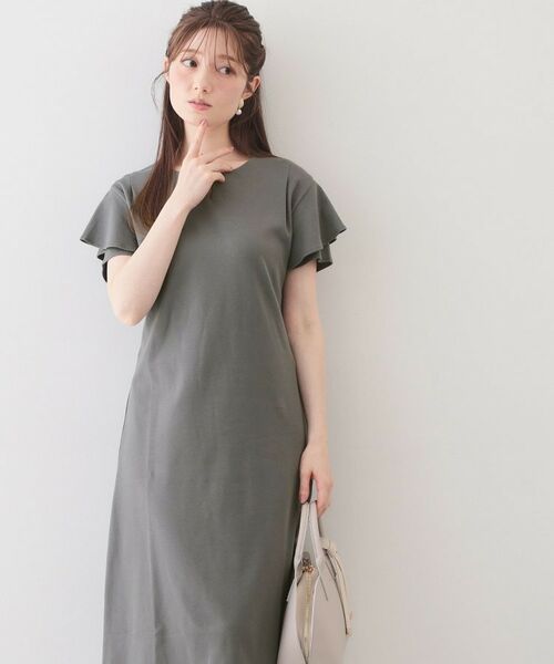 index / インデックス ミニ丈・ひざ丈ワンピース | Iラインフレアスリーブワンピース【洗濯機OK/接触冷感/UVケア】《XS～3L/6col》 | 詳細5