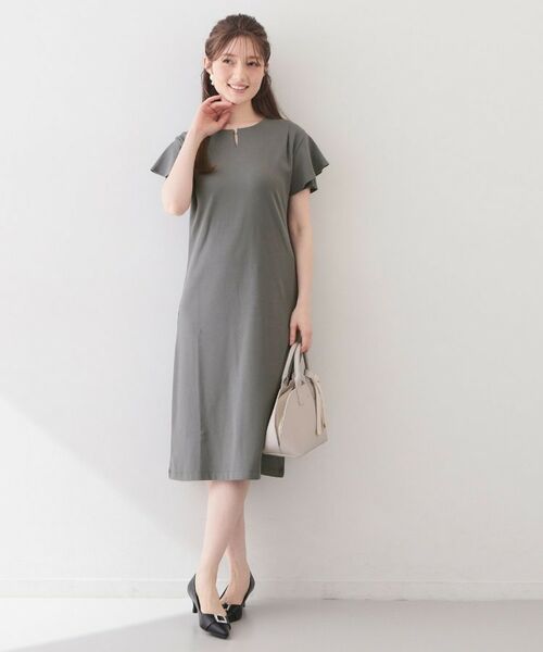 index / インデックス ミニ丈・ひざ丈ワンピース | Iラインフレアスリーブワンピース【洗濯機OK/接触冷感/UVケア】《XS～3L/6col》 | 詳細6