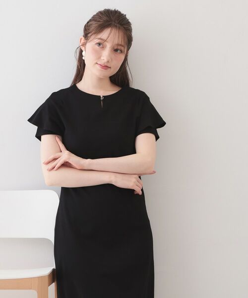 index / インデックス ミニ丈・ひざ丈ワンピース | Iラインフレアスリーブワンピース【洗濯機OK/接触冷感/UVケア】《XS～3L/6col》 | 詳細9