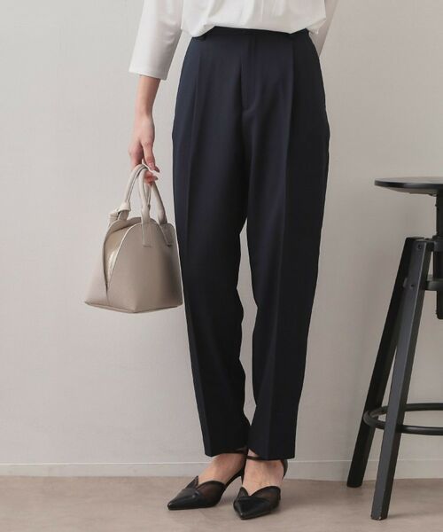 index / インデックス パンツ | セットアップ対応 テーパードパンツ【洗濯機OK・接触冷感・吸水速乾・防シワ・ストレッチ】（ネイビー(094)）