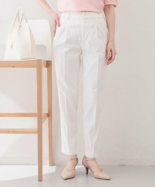 index / インデックス パンツ | ストレッチテーパードパンツ【洗濯機OK・吸水速乾・接触冷感・透け防止】(オフホワイト(003))