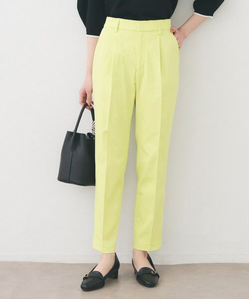 index / インデックス パンツ | ストレッチテーパードパンツ【洗濯機OK・吸水速乾・接触冷感・透け防止】(ライトグリーン(020))